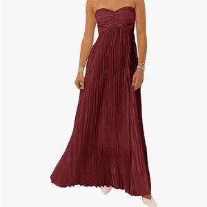 Elegant Strapless Burgundy Dress